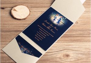Pocket Invitation Kits for Wedding Love Birds In Moonlight Silver Pocket Wedding Invitation