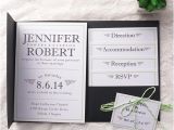 Pocket Invitation Kits for Wedding Modern Simple Green Wedding Black Pocket Wedding