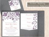 Pocketfold Wedding Invitation Template Pocket Wedding Invitation Template Set Diy Editable Word