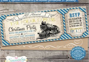Polar Express Party Invitation Template Free Polar Express Christmas Party Invitation Blue