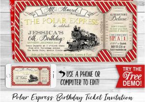 Polar Express Party Invitation Template Free Polar Express Invitation Red Instant Download