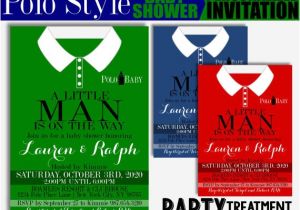 Polo Baby Shower Invitations Polo Style Baby Shower Invitation Shirt A Little Man is