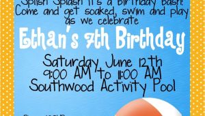 Pool Birthday Party Invitation Wording Kid Pool Party Invitation Wording