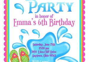 Pool Birthday Party Invitation Wording Kids Pool Party Invite