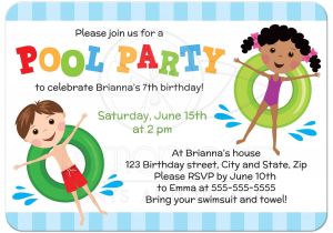 Pool Party Invitations for Kids Pool Birthday Party Invitation for Kids Boy and Girl On