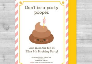 Poop Emoji Birthday Invitations Party Pooper Tween Invitations and Thank You by Wlazdesignshop