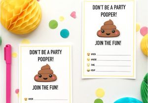 Poop Emoji Birthday Party Invitations Emoji Party Ideas and Colorful Printables