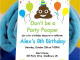 Poop Emoji Birthday Party Invitations Party Pooper Invitation with Poop Emoji