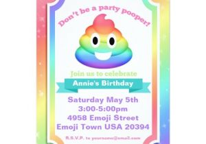 Poop Emoji Birthday Party Invitations Rainbow Poop Emoji Birthday Invitation