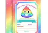 Poop Emoji Birthday Party Invitations Rainbow Poop Emoji themed Birthday Party Celebration Fill