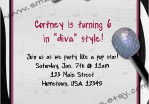 Pop Star Party Invitations Girls Personalized Pop Star Diva Zebra Karaoke theme Birthday