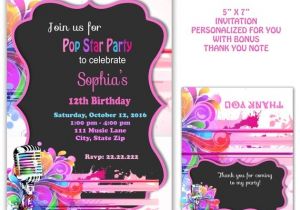 Pop Star Party Invitations Pop Star Party Pop Star Invitation Kareoke Invitation