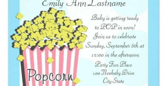 Popcorn Baby Shower Invitations Popcorn Baby Shower 5 25×5 25 Square Paper Invitation Card