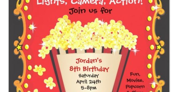 Popcorn Birthday Party Invitations Popcorn and A Movie Birthday Party Invitation Zazzle Com