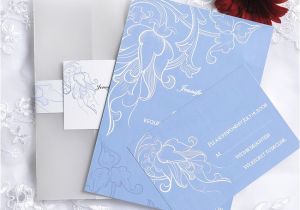Powder Blue Wedding Invitations Vintage Powder Blue Pocket Wedding Invitation Cards