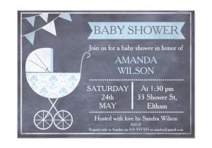 Pram Baby Shower Invitations Chalkboard Boys Pram Baby Shower Invitation
