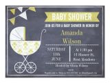 Pram Baby Shower Invitations Yellow Pram Chalkboard Baby Shower Invitation