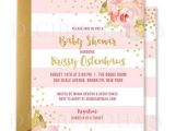 Pre Made Baby Shower Invitations Blush Pink Gold Striped Baby Shower Invitations with
