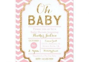 Pre Printed Baby Shower Invitations Pink and Gold Baby Shower Invitations Baby Girl 5×7 Paper