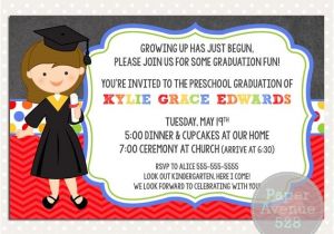 Preschool Graduation Invitation Girls Graduation Invitations Chalkboard Premade Card Invite
