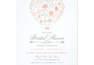 Pretty Bridal Shower Invitations Pretty Floral Heart Bridal Shower Invitation Zazzle