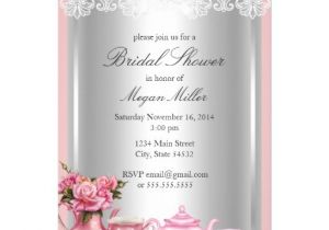 Pretty Bridal Shower Invitations Pretty Pink High Tea Bridal Shower Invitation Zazzle