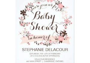 Pretty In Pink Baby Shower Invitations Pretty Pink Floral Wreath Baby Shower Invitation