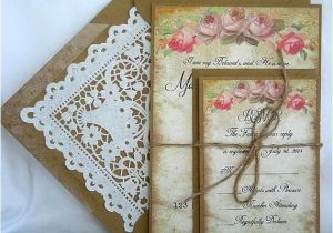 Primitive Wedding Invitations Items Similar to Wedding Invitation Kraft Vintage Pink