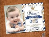 Prince 1st Birthday Invitations Little Prince Birthday Invitation with Picture by
