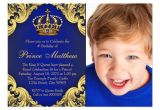 Prince First Birthday Invitations Royal Blue Gold Prince Birthday Party Invitations Zazzle