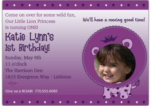 Princess 1st Birthday Invitation Wording 1st Birthday Little Lion Princess Photo Invitations