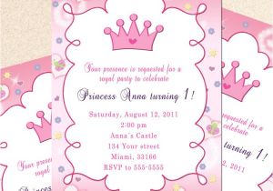 Princess 1st Birthday Party Invitation Wording Princess Birthday Invitation Card butterfly Custom Girl 1st