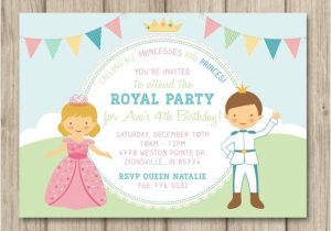 Princess and Prince Party Invitations Princess and Prince Birthday Party Invitation Princess