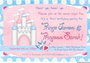Princess and Prince Party Invitations Royal Photo Birthday Twin Invitation Prince Princess Party