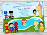 Princess and Superhero Party Invitation Template Princess Superhero Party Invitations Home Party Ideas