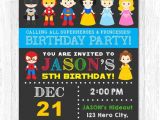 Princess and Superhero Party Invitation Template Superhero and Princess Invitation Superhero and by Kidzparty