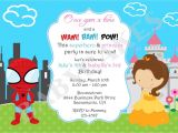 Princess and Superhero Party Invitation Template Superhero Princess Birthday Invitation Invite Sibling