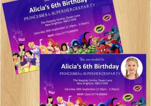 Princess and Superhero Party Invitations Princess and Superheroes Party Invitations Envelopes