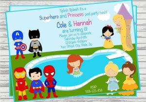 Princess and Superhero Party Invitations Princess Superhero Party Invitations Home Party Ideas