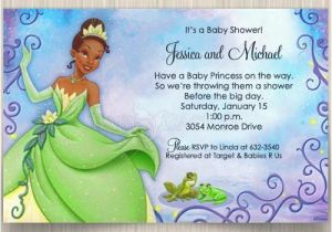 Princess and the Frog Baby Shower Invitations Princess Tiana and Frog Baby Shower Invitations
