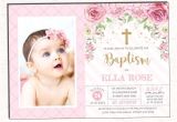Princess Baptism Invitations Princess Baptism Invitation Pink Gold Floral Christening