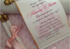 Princess Baptism Invitations Royal Disney Princess Scroll Invitation Birthday Wedding