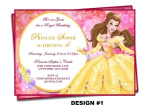 Princess Belle Party Invitations Beauty and the Beast Invitation Belle Invitation Disney