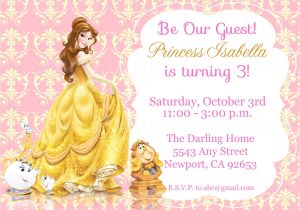 Princess Belle Party Invitations Princess Belle Beauty the Beast Invitation Kid 39 S