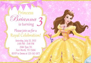 Princess Belle Party Invitations Princess Belle Invitation Princess Belle Birthday Princess