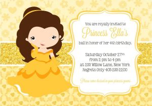 Princess Belle Party Invitations Princess Belle Invitation Princess Party Invitation Princess