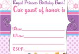 Princess Birthday Invitation Template Free Printable Disney Princess Birthday Invitations