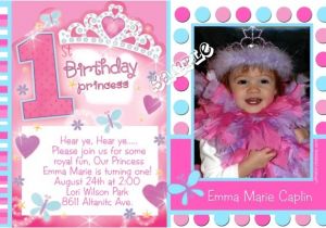 Princess First Birthday Invitation Wording Princess 1st Birthday Invitations