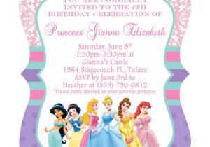 Princess Party Invitation Template Disney Princesses Birthday Invitations Disney Princess