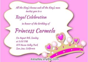Princess Party Invite Wording Princess Birthday Invitation Wording Samples and Ideas